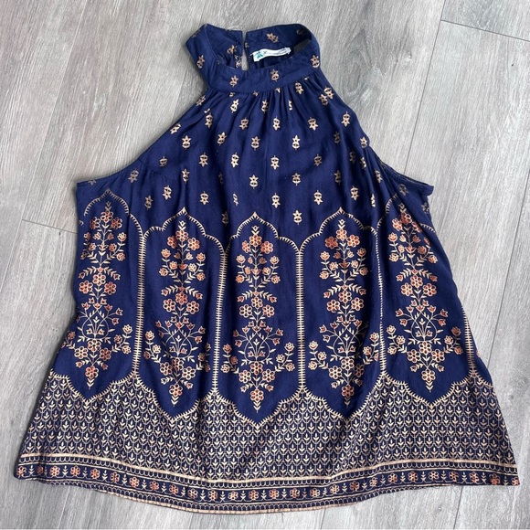 Lapogee Halter Top Navy Floral Plus Size 1X - Picture 1 of 12